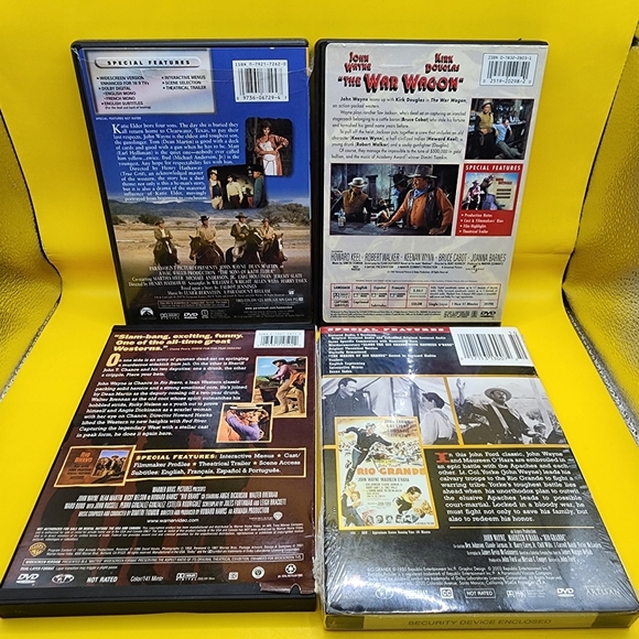 4 John Wayne Westerns DVD Lot Katie Elder The War Wagon Rio Grande Rio Bravo - Picture 2 of 3